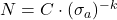\huge N = C \cdot (\sigma_a)^{-k}