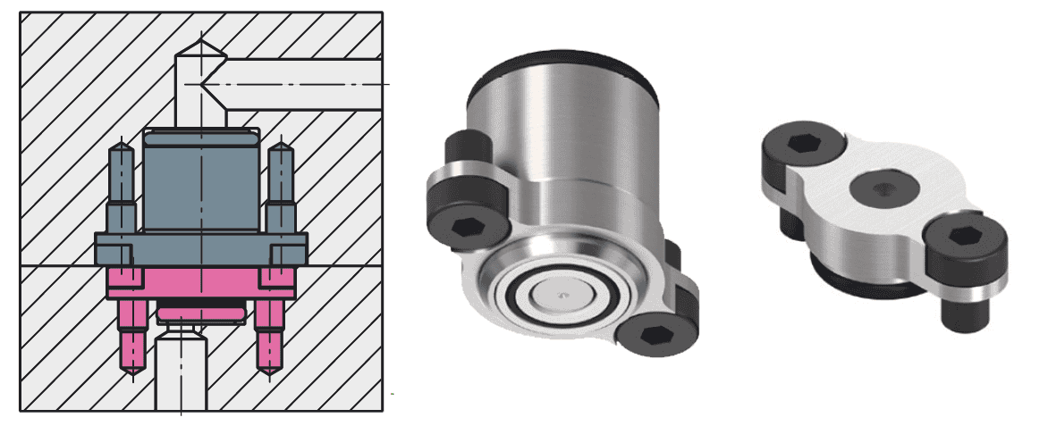Media ducts per la connessione fluidica tra l'attrezzatura e la macchina utensile dotata di punti zero