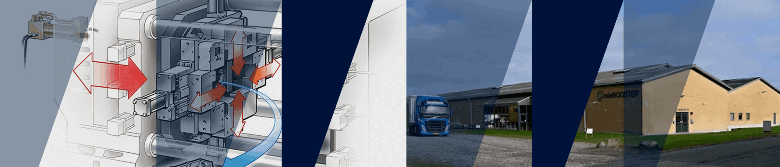 Header marchio miniBooster, brand leader nel mondo dei moltiplicatori idraulici di pressione