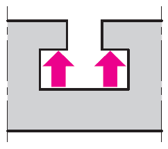 Cave a T ricavate nel semistampo superiore
