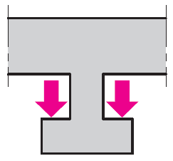 Stampo con cava a T a rilievo, che richiede un accoppiamento di forma sullo slittone o sulla tavola