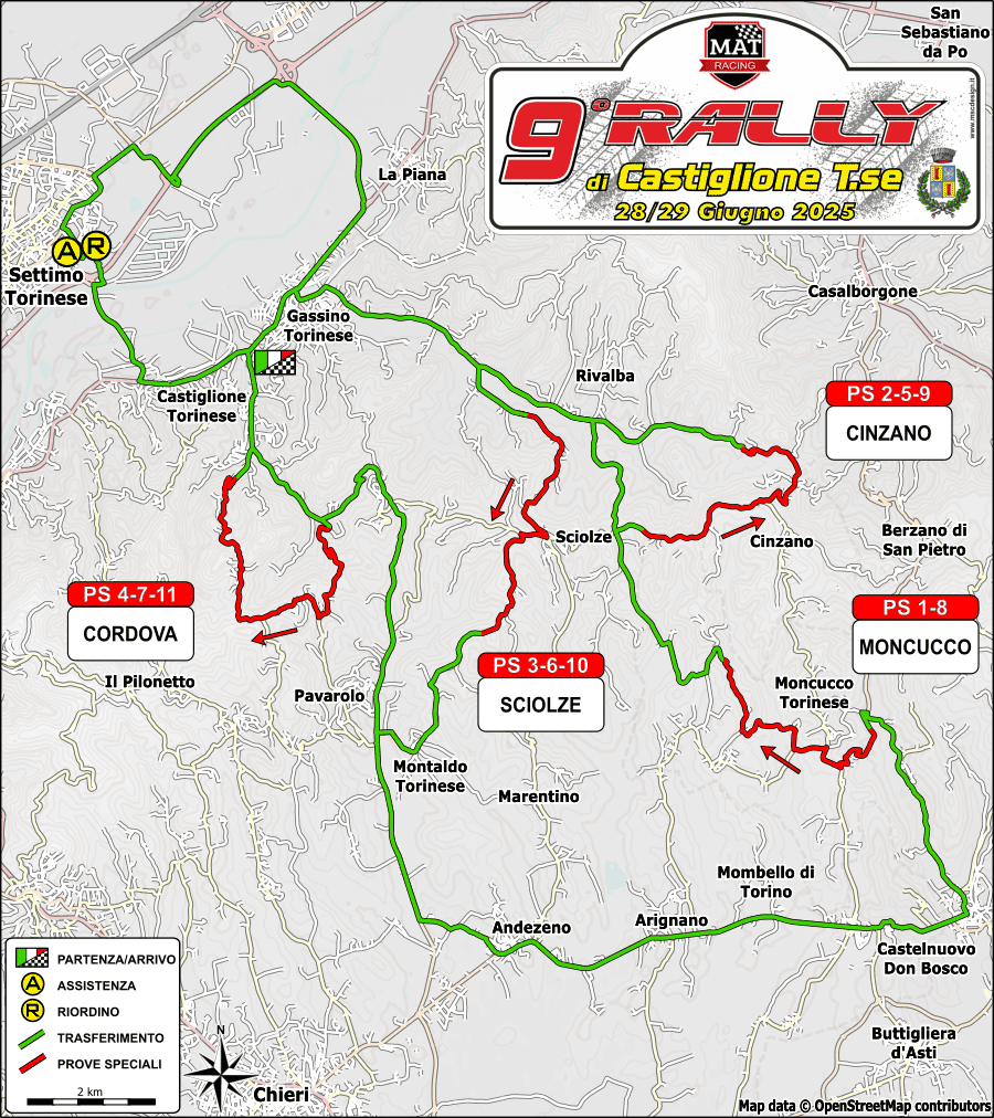 Mappa percorso Rally di Castiglione 2025
