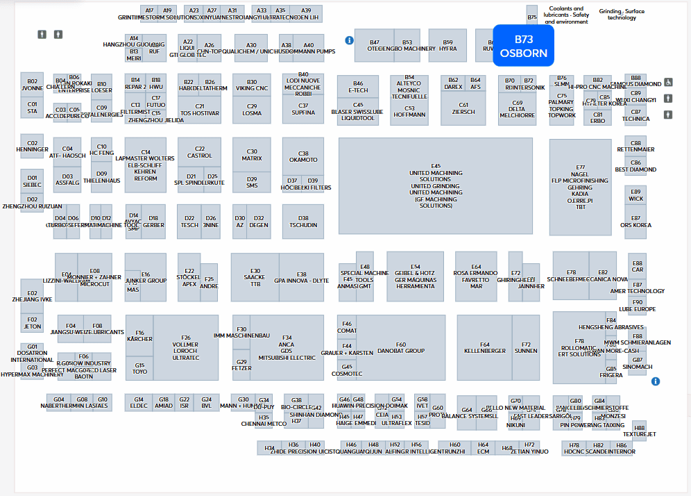 Localizzazione di OSBORN nella fiera EMO Hannover 2025 - Stand B73 Padiglione 11