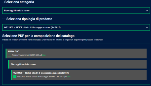 Selezione del PDF relativo al prodotto desiderato