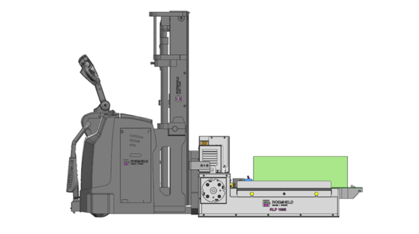 Piastra RLP montata su un carrello AGV, vista laterale